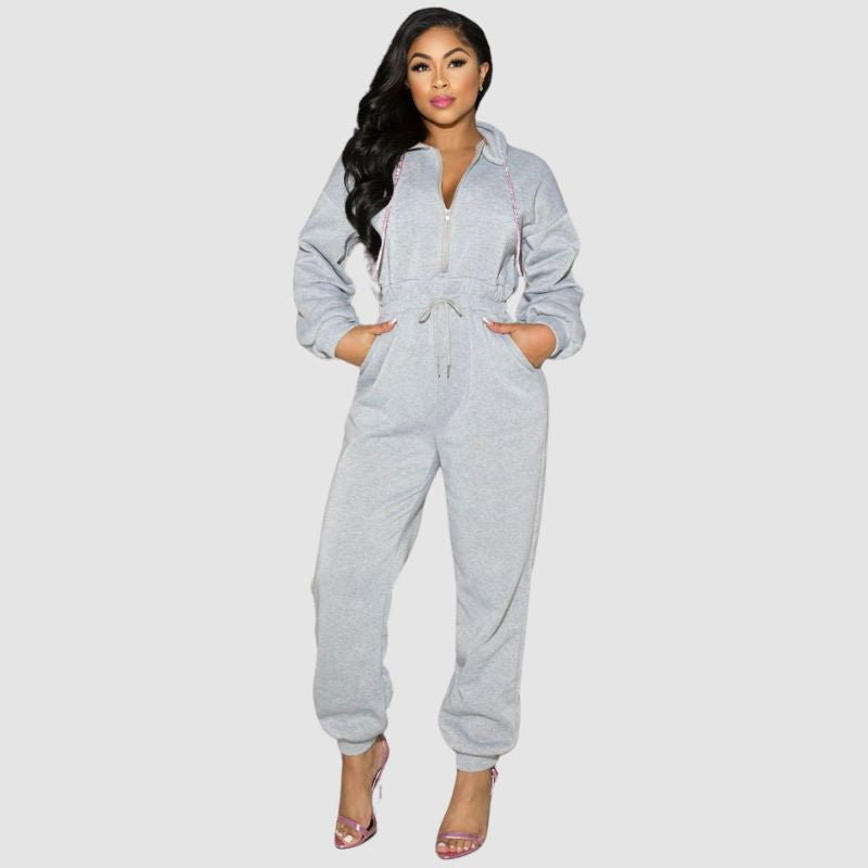 Solid Color Hoodies Jumpsuits Red / M