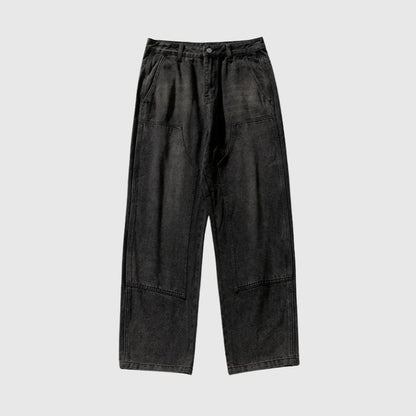 Vintage Washed Casual Denim Jeans Black / XL