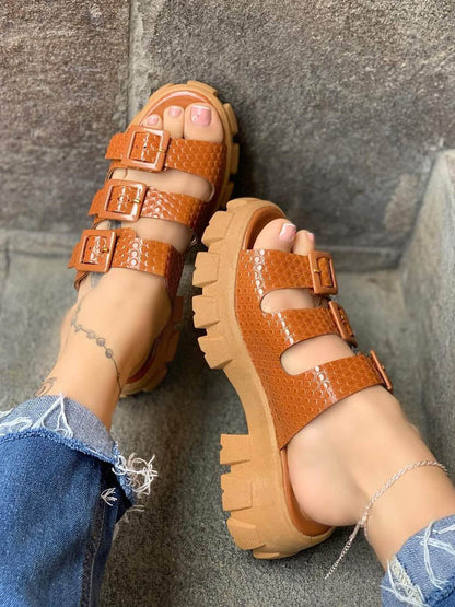 Jelly Chunky Heel Sandals Brown / 9/9.5
