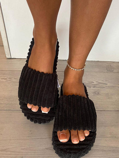 Toweling Platform Slide Khaki / 6.5/7