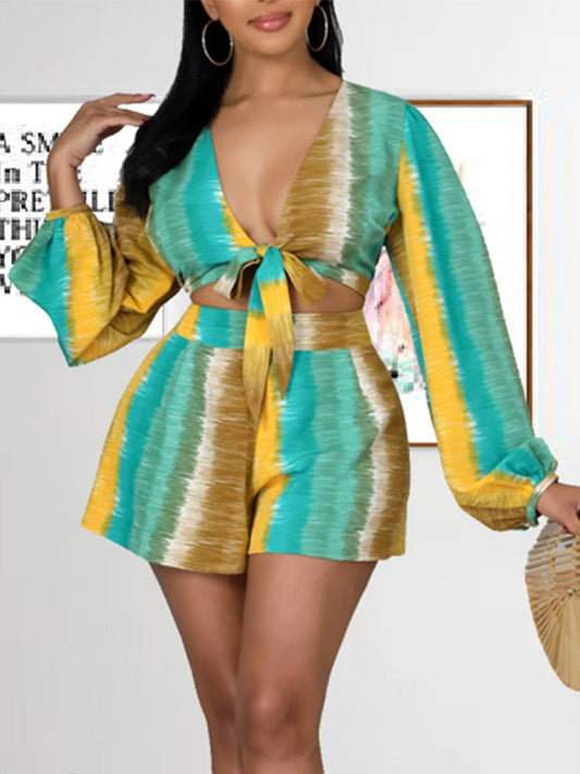 Tie-Up Top Shorts Set Yellow Green / S