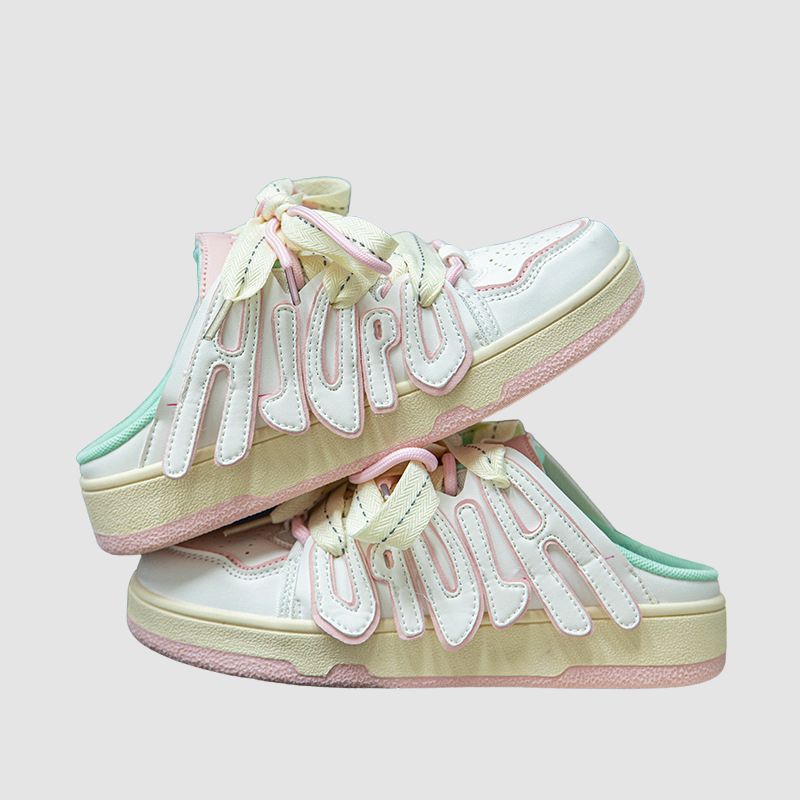 Letter Patchwork Design Slippers Green / EU:38:US Women's 7-7.5 Men's 4.5-5