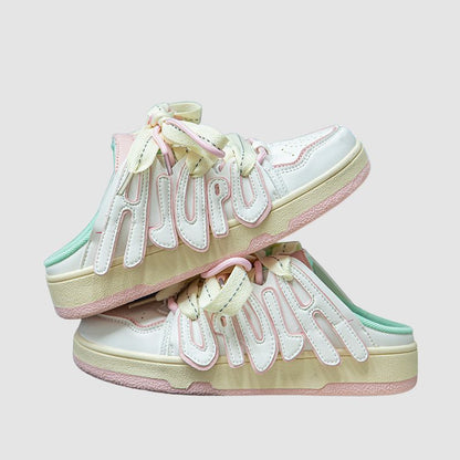 Letter Patchwork Design Slippers Green / EU:38:US Women's 7-7.5 Men's 4.5-5