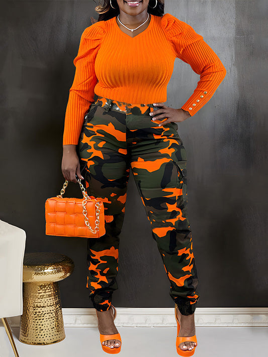 Camo Cargo Joggers Orange / S