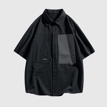 Modern Striped Panel Shirt Black / M
