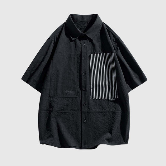 Modern Striped Panel Shirt Black / M