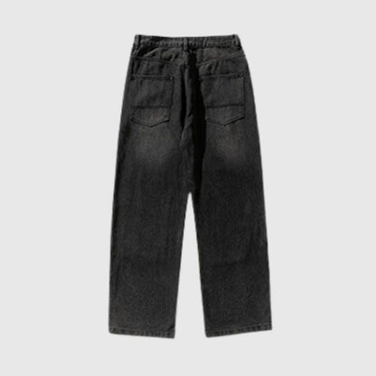 Vintage Washed Casual Denim Jeans Black / 2XL