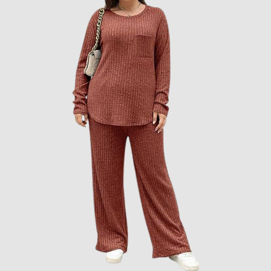 Plus Size Solid Color Knit Set Black / XL