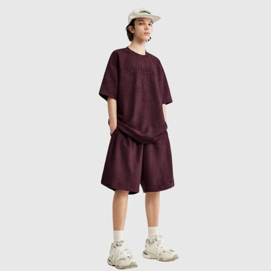 Solid Suede Tee Set Wine / S