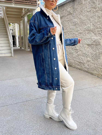 Fleece Lined Denim Coat Blue / 2XL