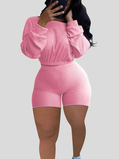 Ribbed Shorts Set Pink / M