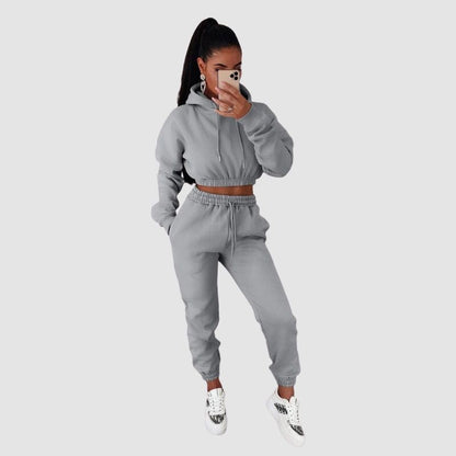 Solid Color Hoodies Drawstring Pant Set Rose / M