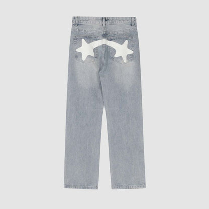 Star Pattern Printed Jeans Black / M