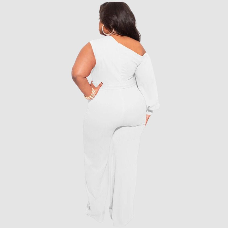 Plus Size High Waist Wide Leg Jumpsuits White / 3XL