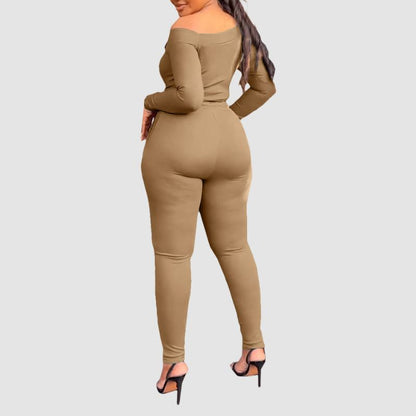 Off-Shoulder Bodycon Pants Set Green / XL