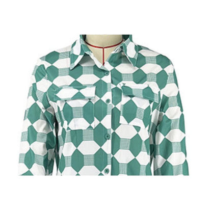 Geometric Printed Shirt Set Green / XL