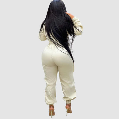 Lapel Patch Pocket Cargo Jumpsuits Black / XL