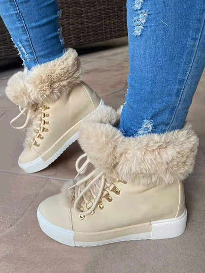 Warm Plush PU Leather Boots Green / 6