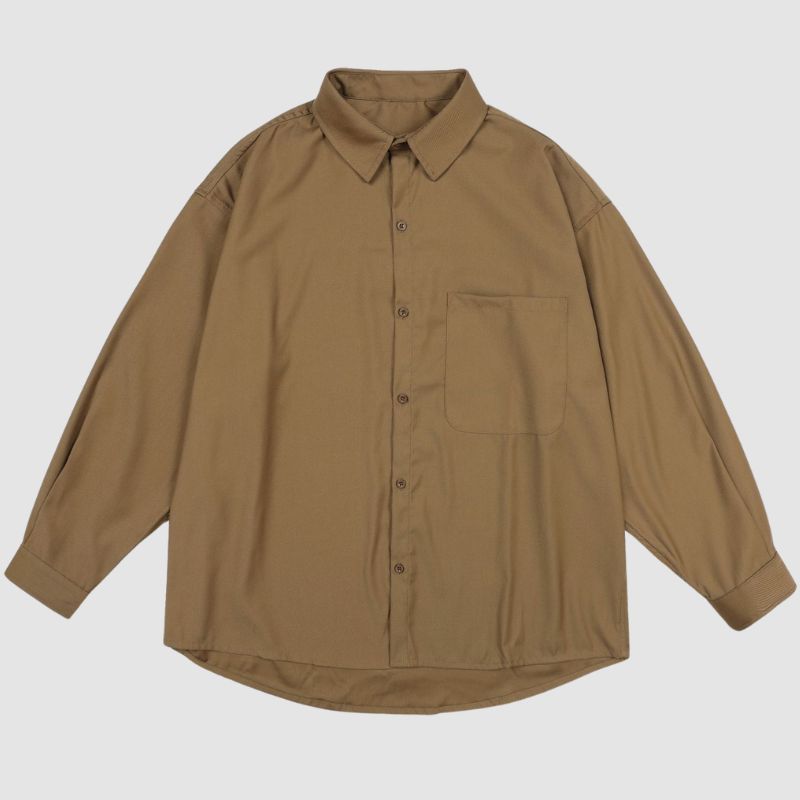 Loose Simple Shirt Set Shirts / Khaki / XL