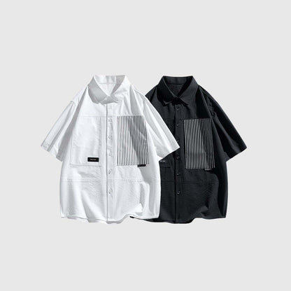 Modern Striped Panel Shirt Black / 3XL
