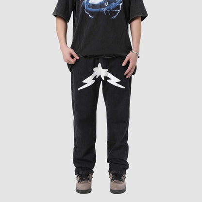 Star Pattern Printed Jeans Blue / S