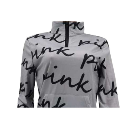 Letter Printed Zipper Set Grey / S