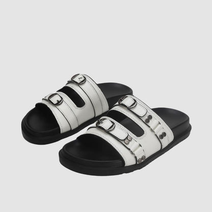 Solid Color Buckle Platform Slippers Black / EU:40:US Women's 9-9.5 Men's 6.5-7