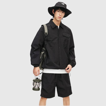 Solid Cargo Jacket Set Black / L