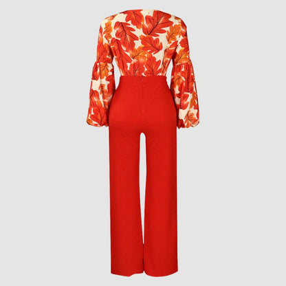 Flower Printed Wide Leg Pant Set Rose / S