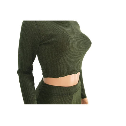 Turtleneck Knit Sweater Set Orange / M