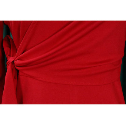 Solid Color Tie-up Wide Leg Jumpsuit Blue / S