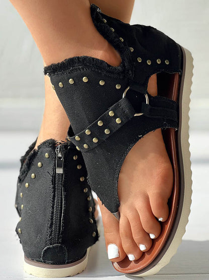 Star Print Studded Sandals Blue / 9/9.5