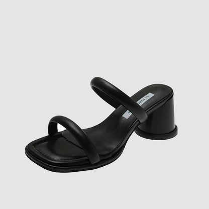 Chunky Heel French Style Retro Sandals Black / 37