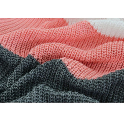 Color Contrast Tie-Up Knit Set Red / L