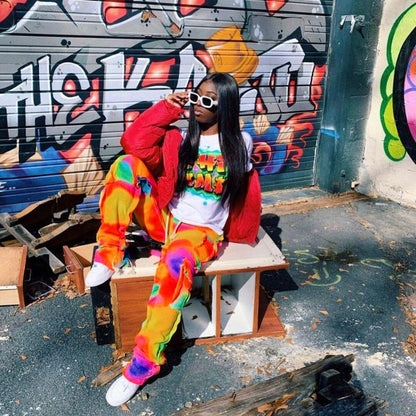 Tie-dye Pocket Patch Cargo Pants Colorful / S
