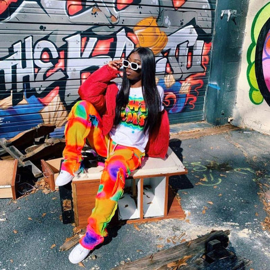 Tie-dye Pocket Patch Cargo Pants Colorful / S