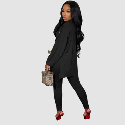 Solid Color Casual Pants Three Piece Set Orange / L