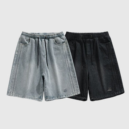 Side Embroidered Washed Jorts Blue / XL