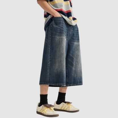 Washed Wide Leg Jorts Blue / S