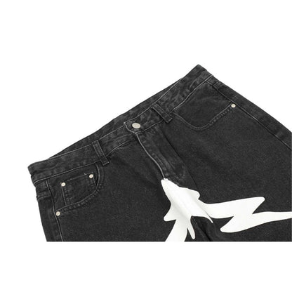 Star Pattern Printed Jeans Blue / XL