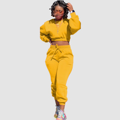 Crew Neck Sweatshirt & Drawstring Pant Set Orange / L