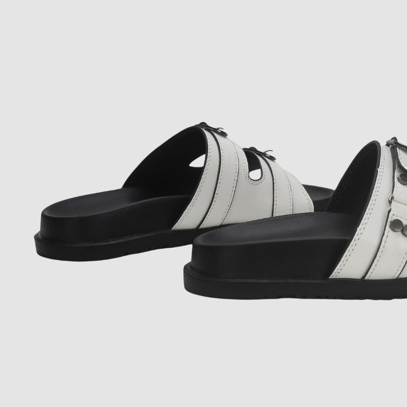 Solid Color Buckle Platform Slippers Black / EU:42:US Women's 11-11.5 Men's 8.5-9