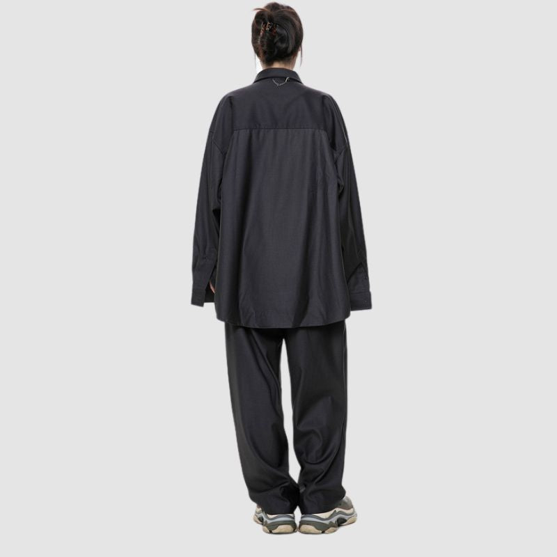 Loose Simple Shirt Set Pants / Grey / XL