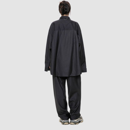 Loose Simple Shirt Set Pants / Grey / XL