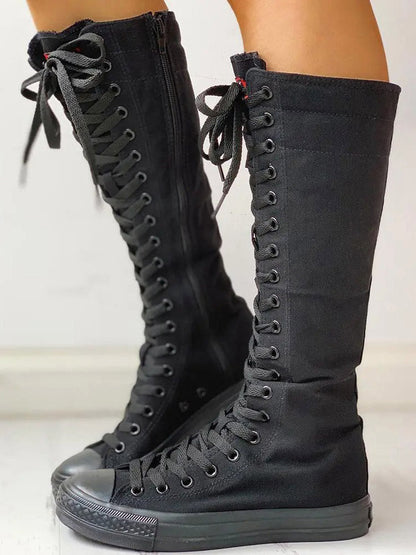 Lace-up Canvas Boots Black / 6.5/7