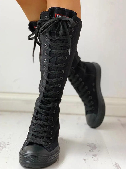 Lace-up Canvas Boots Black / 5/5.5
