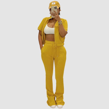 Zip Sweatshirt & Bootcut Pant Set Brown / S