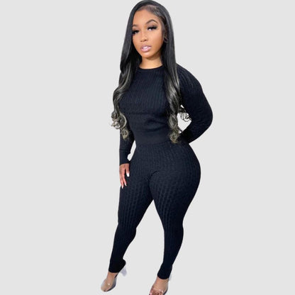 Solid Color Bodycon Sweater Set Rose / L