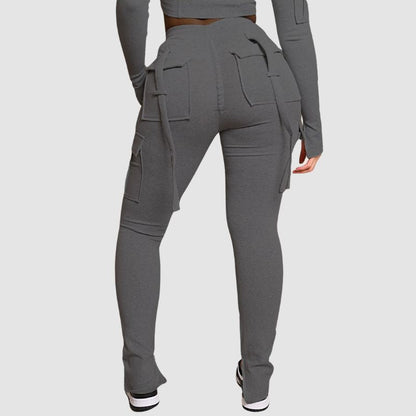 Drawstring Slit Cargo Pant Black / XL