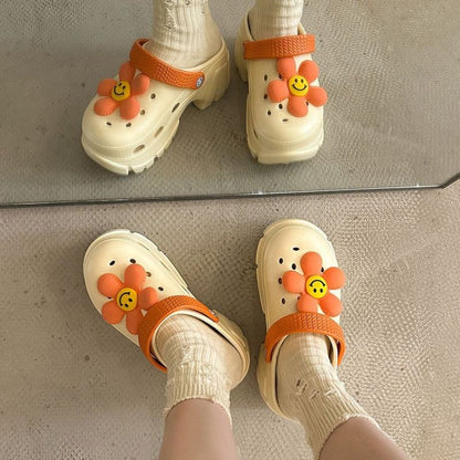 Smile flower Design Garden Clog Beige / EU:39-40:US Women's 8-9.5 Men's 5.5-7